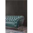 American Eagle Furniture Contemporary Full Leather/Metal Sofa in Dark Green