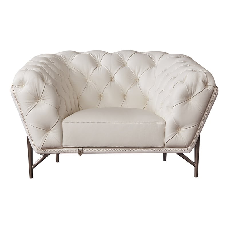American Eagle Furniture Contemporary Full Leather/Metal Chair in White