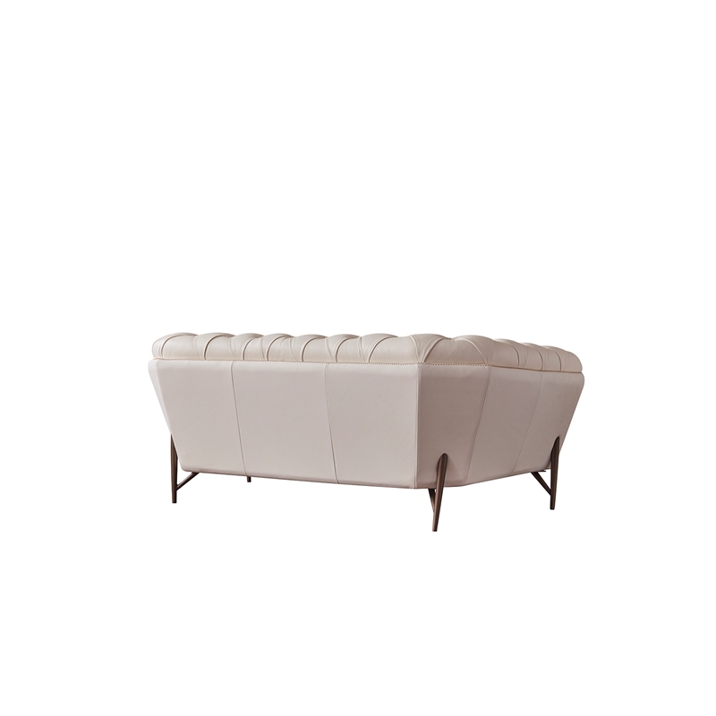 American Eagle Furniture Contemporary Full Leather/Metal Loveseat in White