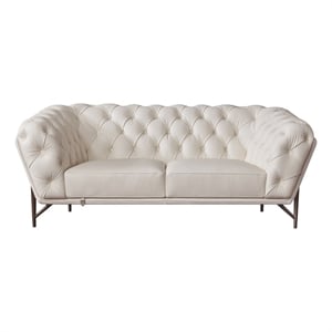 American Eagle Furniture Contemporary Full Leather/Metal Loveseat in White
