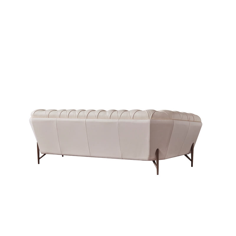 American Eagle Furniture Contemporary Full Leather/Metal Sofa in White