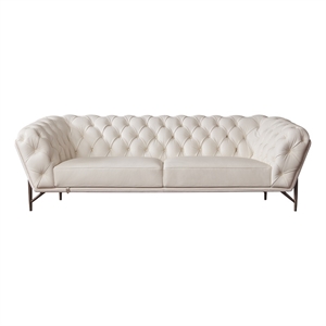 American Eagle Furniture Contemporary Full Leather/Metal Sofa in White