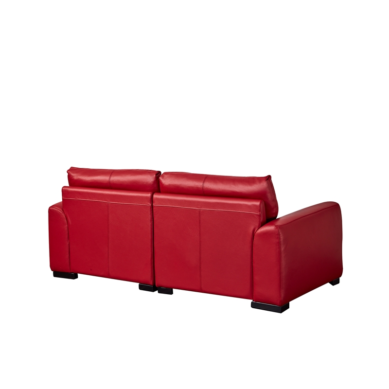 American Eagle Furniture Contemporary Genuine Leather/Wood Loveseat in Red