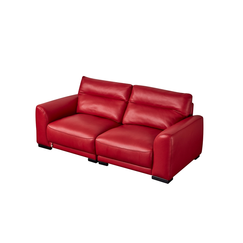 American Eagle Furniture Contemporary Genuine Leather/Wood Loveseat in Red