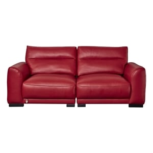 American Eagle Furniture Contemporary Genuine Leather/Wood Loveseat in Red