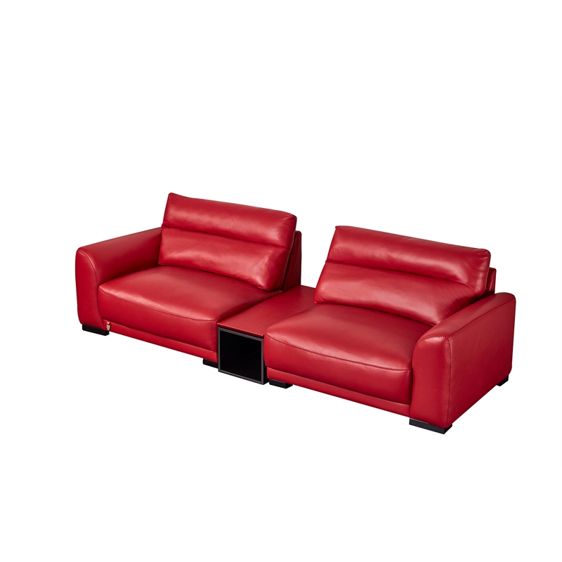 American Eagle Furniture Contemporary Genuine Leather/Wood Sofa in Red
