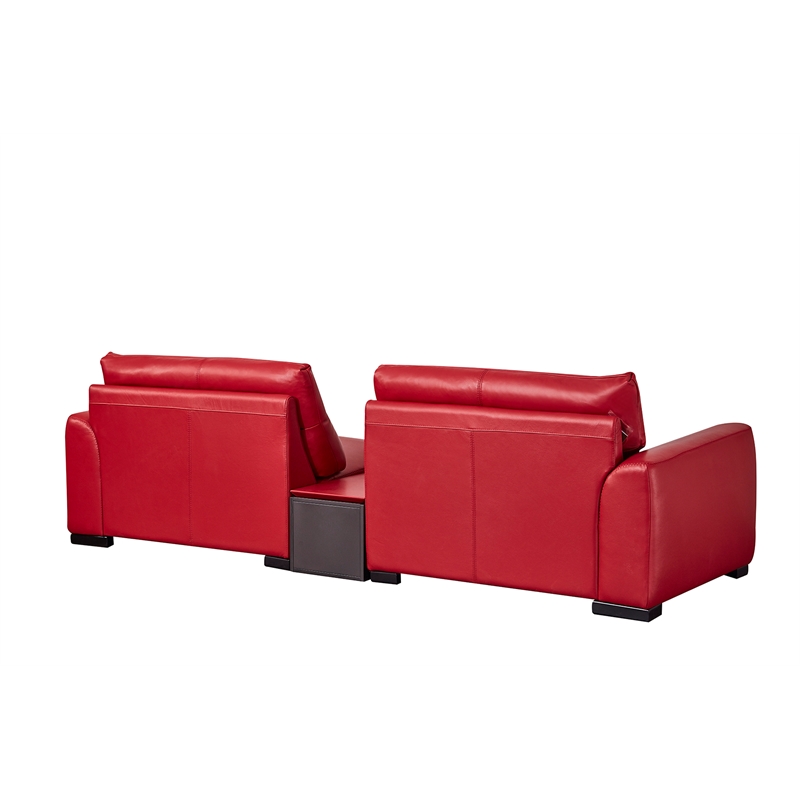 American Eagle Furniture Contemporary Genuine Leather/Wood Sofa in Red