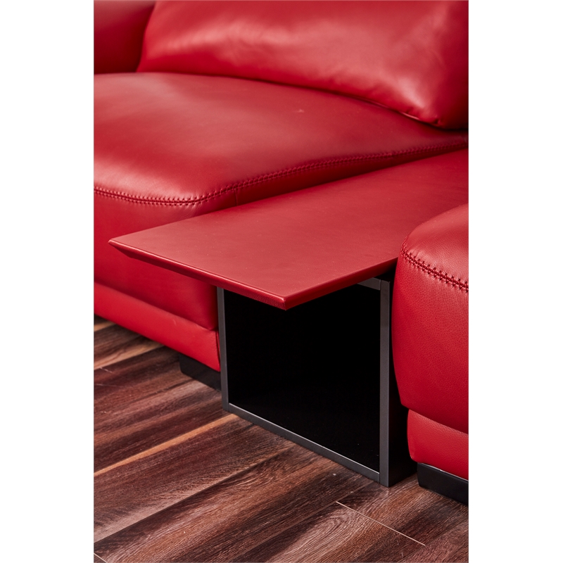 American Eagle Furniture Contemporary Genuine Leather/Wood Sofa in Red