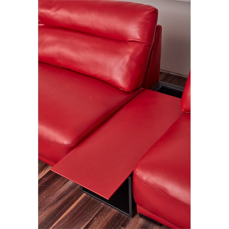 American Eagle Furniture Contemporary Genuine Leather/Wood Sofa in Red