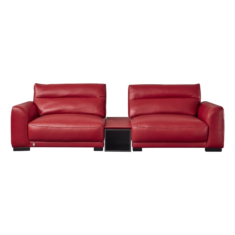 American Eagle Furniture Contemporary Genuine Leather/Wood Sofa in Red