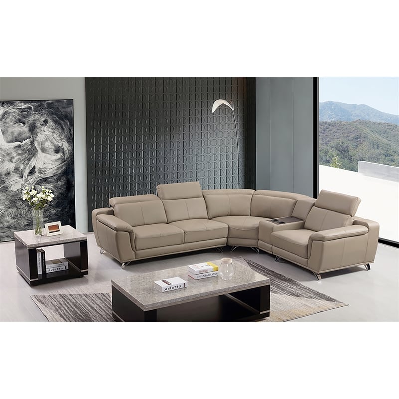 American Eagle Furniture Right Side Facing Genuine Leather Sectional in Tan