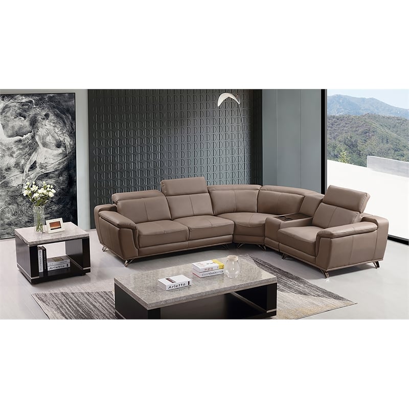 American Eagle Furniture Right Side Facing Genuine Leather Sectional in Tan
