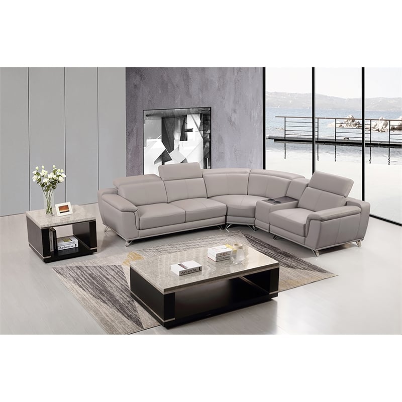 American Eagle Furniture Right Side Facing Genuine Leather Sectional in Gray