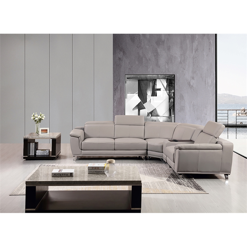 American Eagle Furniture Right Side Facing Genuine Leather Sectional in Gray