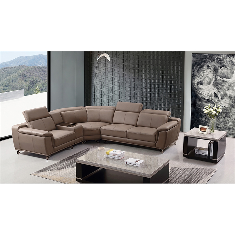 American Eagle Furniture Left Side Facing Genuine Leather Sectional in Tan