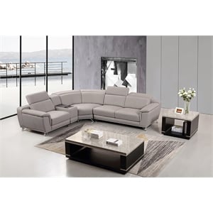 American Eagle Furniture Left Side Facing Genuine Leather Sectional in Gray