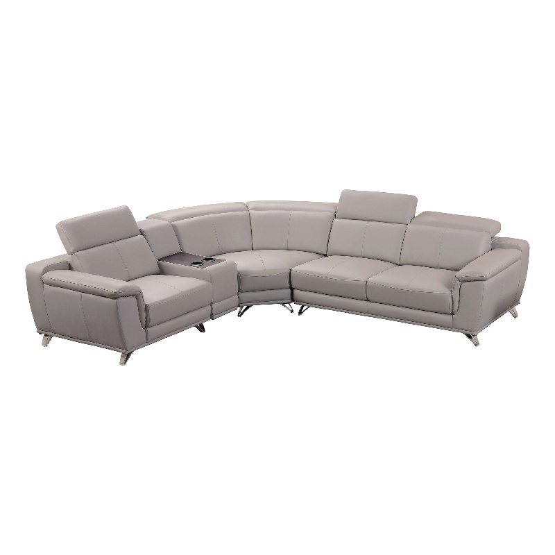American Eagle Furniture Left Side Facing Genuine Leather Sectional in Gray