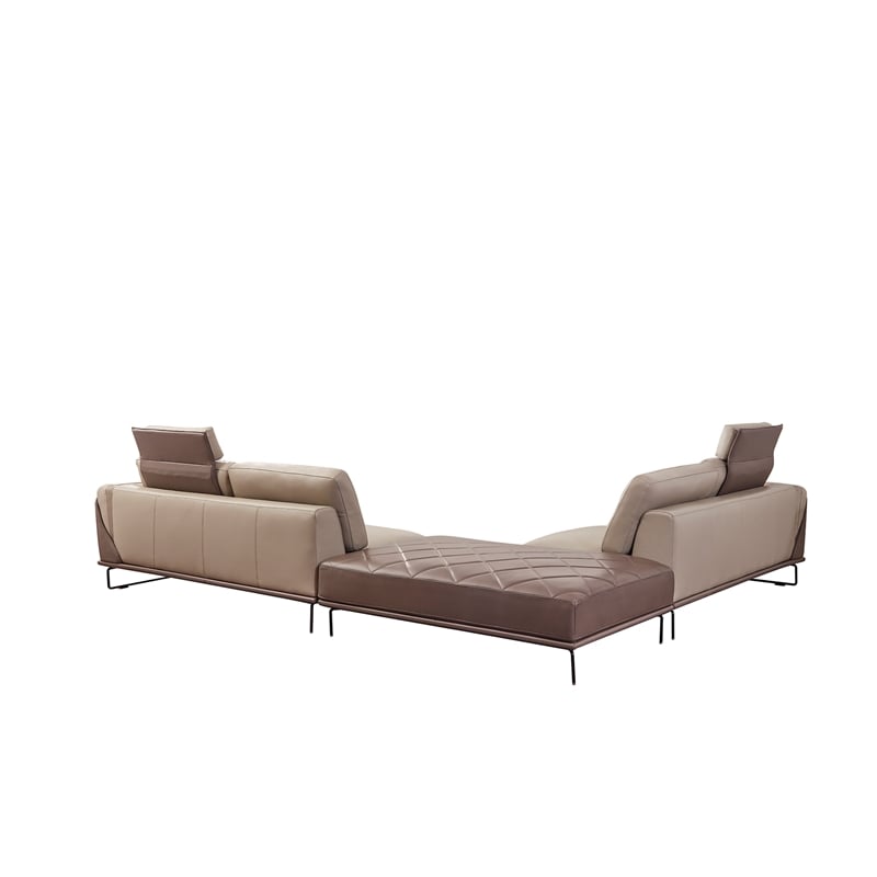 American Eagle Furniture Contemporary Full Leather Sectional in Light Tan