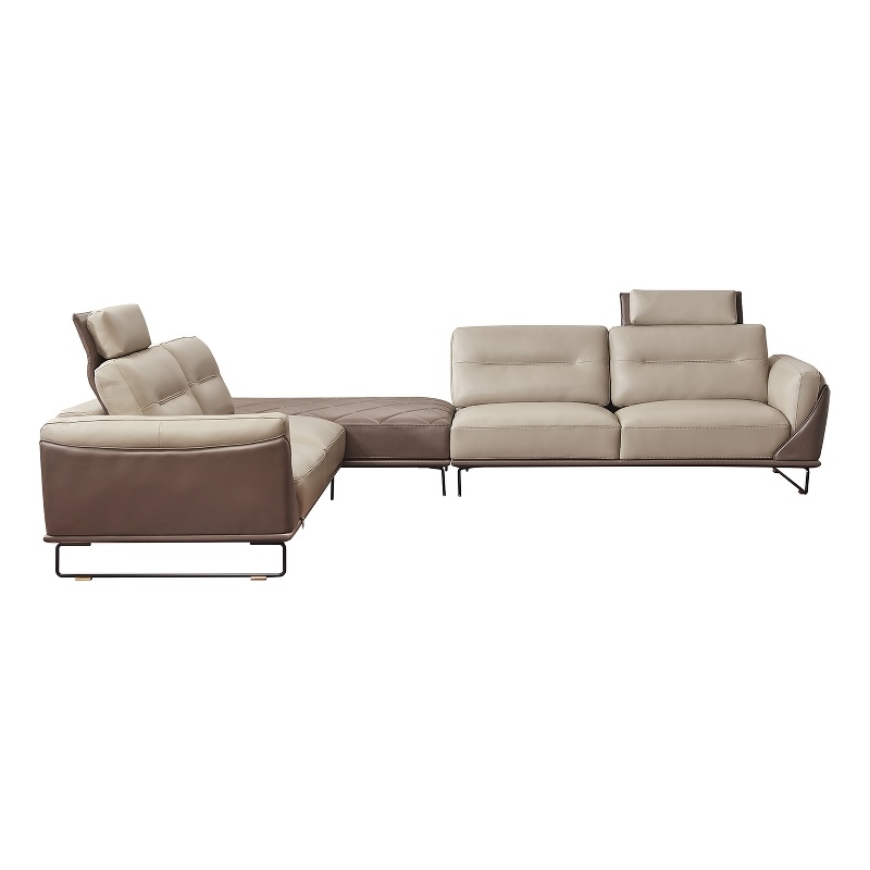 American Eagle Furniture Contemporary Full Leather Sectional in Light Tan