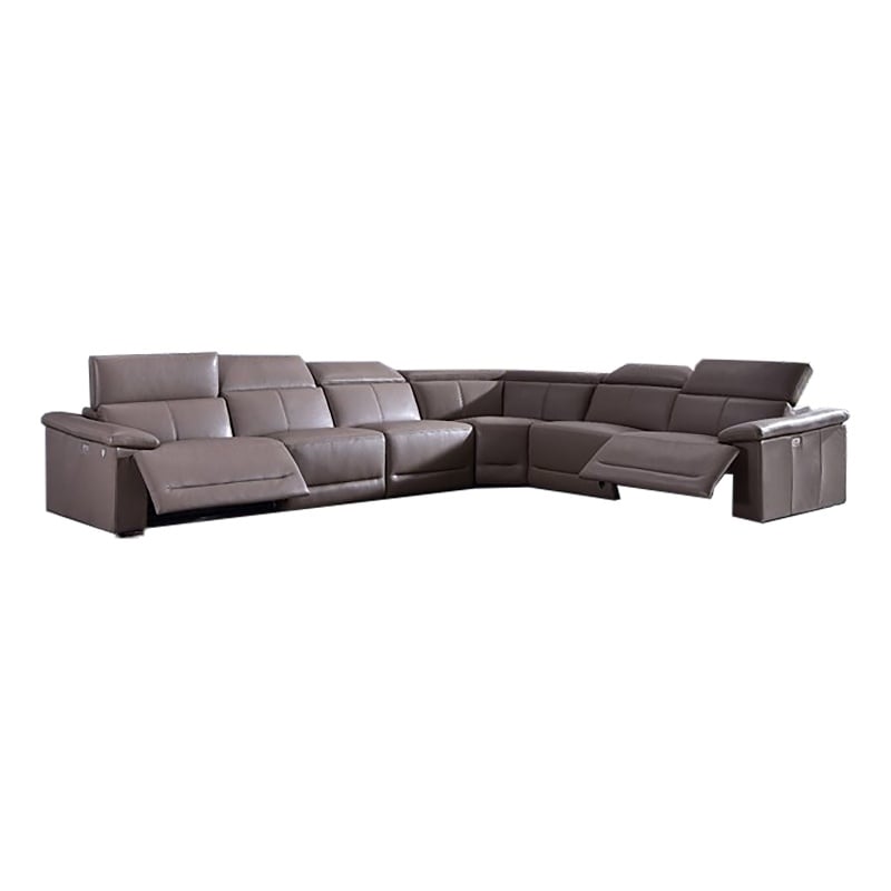 American Eagle Furniture Full Leather Power Recliner Sectional in Dark Tan