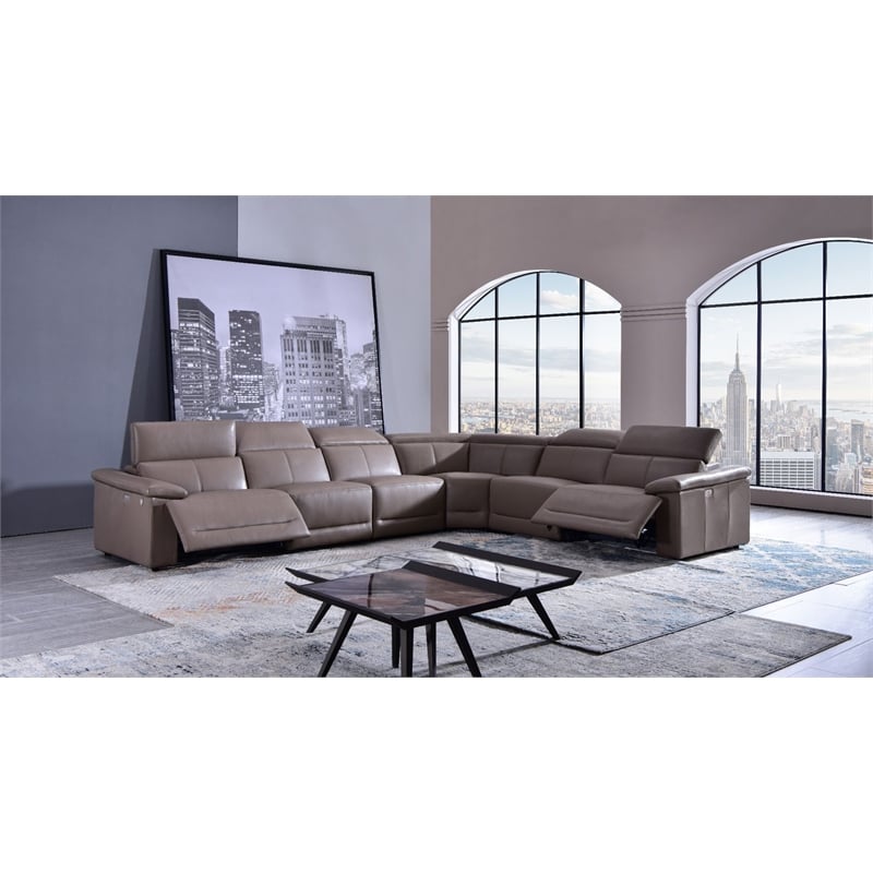 American Eagle Furniture Full Leather Power Recliner Sectional in Dark Tan