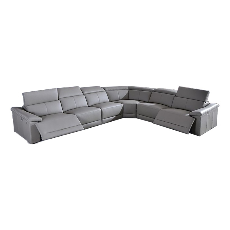 American Eagle Furniture Full Leather Power Recliner Sectional in Tan/Light Gray