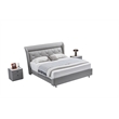 American Eagle Furniture Genuine Leather & Metal Queen Bed in Gray