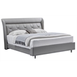 American Eagle Furniture Genuine Leather & Metal Queen Bed in Gray