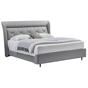 American Eagle Furniture Genuine Leather & Metal Cal King Bed in Gray