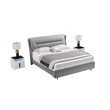 American Eagle Furniture Metal & Genuine Leather Queen Bed in Gray