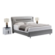 American Eagle Furniture Metal & Genuine Leather Queen Bed in Gray