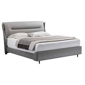 American Eagle Furniture Leather & Metal Cal King Bed in Light Gray