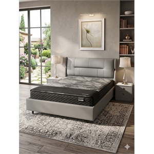 American Eagle Furniture Genuine Leather Queen Bed in Light Gray
