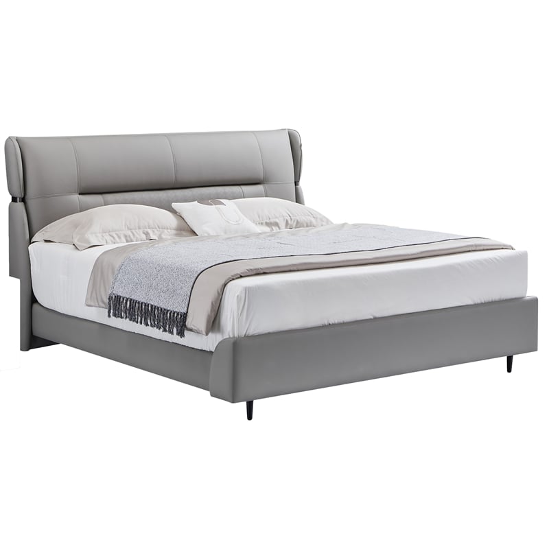 American Eagle Furniture Genuine Leather Cal King Bed in Gray