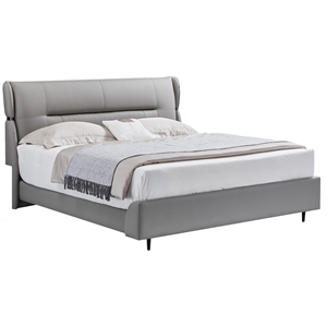 American Eagle Furniture Genuine Leather Cal King Bed in Gray