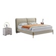 American Eagle Furniture Metal & Genuine Leather Queen Bed in Cream