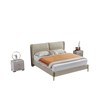 American Eagle Furniture Metal & Genuine Leather Queen Bed in Cream