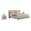 American Eagle Furniture Genuine Leather & Metal Cal King Bed in Cream