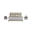 American Eagle Furniture Metal & Genuine Leather Cal King Bed in Cream