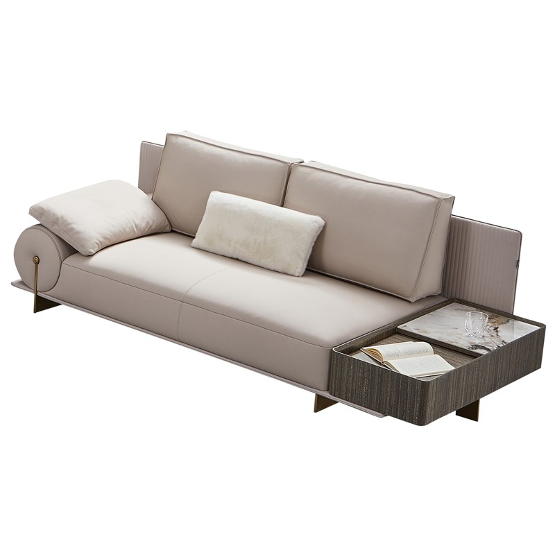 American Eagle Furniture Genuine Leather & Metal Loveseat in Gray