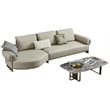 American Eagle Furniture Genuine Leather & Metal Sectional in Gray
