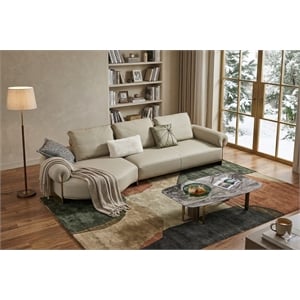 American Eagle Furniture Genuine Leather & Metal Sectional in Gray