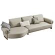 American Eagle Furniture Genuine Leather & Metal Sectional in Gray