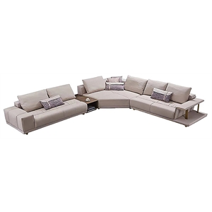 American Eagle Furniture 4-Piece Left Sitting Leather & Metal Sectional in Gray