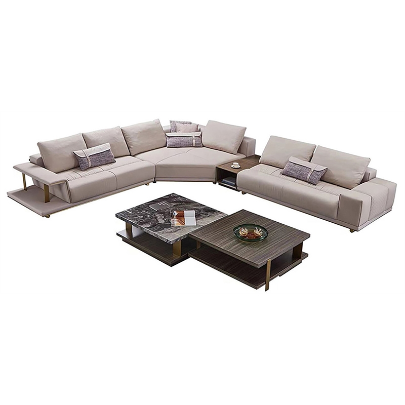 American Eagle Furniture 4-Piece Right Sitting Leather & Metal Sectional in Gray