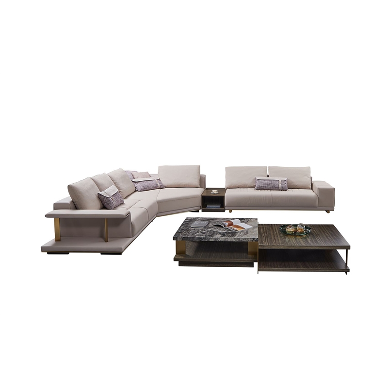American Eagle Furniture 4-Piece Right Sitting Leather & Metal Sectional in Gray