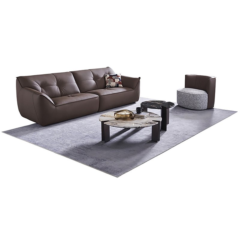 American Eagle Furniture 2-Piece Full Leather and Metal Sofa in Dark Chocolate