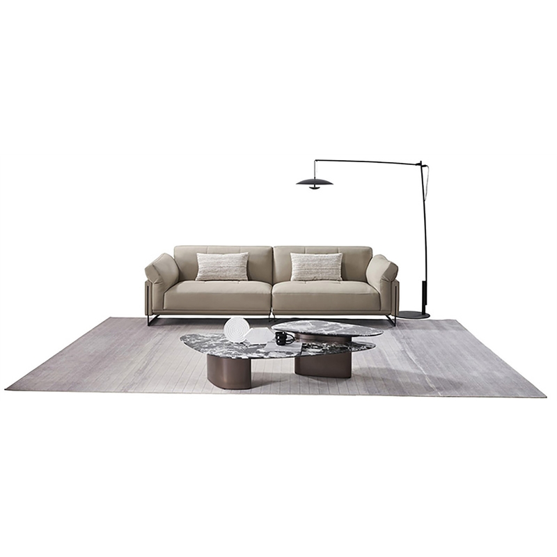 American Eagle Furniture 2-Piece Modern Genuine Leather in Sofa Light Gray