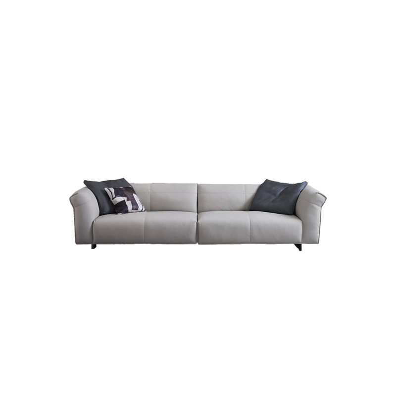American Eagle Furniture 2-Piece Genuine Leather & Metal Sofa in Light Gray