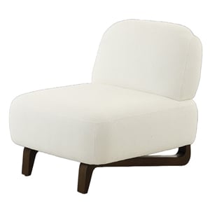 American Eagle Furniture Modern Fabric and Wood Armless Accent Chair in White